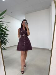Gp 335 Orj Marka Mürdüm Denim Çan Elbise