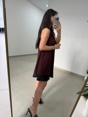 Ms 244 Kahve Yaka Detaylı Modal Elbise