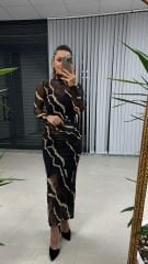 Mc Balıkçı Büzgülü Siyah Tül Elbise