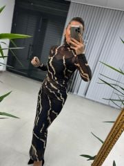 Mc Balıkçı Büzgülü Siyah Tül Elbise