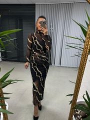 Mc Balıkçı Büzgülü Siyah Tül Elbise