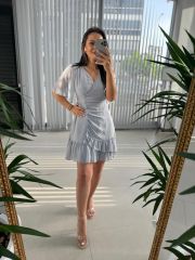 Mc 5612 Side Buttoned Gray Dress