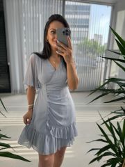 Mc 5612 Side Buttoned Gray Dress
