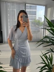 Mc 5612 Side Buttoned Gray Dress
