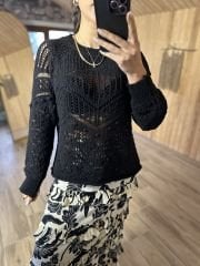 Ajurlu mevsimlik siyah triko