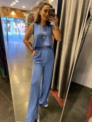 raw linen blue suit