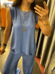 raw linen blue suit