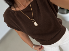 Po 2878 Oversize Dökümlü İnce Triko A.Kahve Bluz