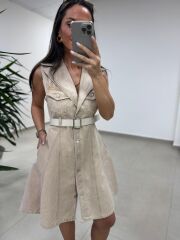 Gp 335 Orj Marka Sütlü Kahve Denim Çan Elbise