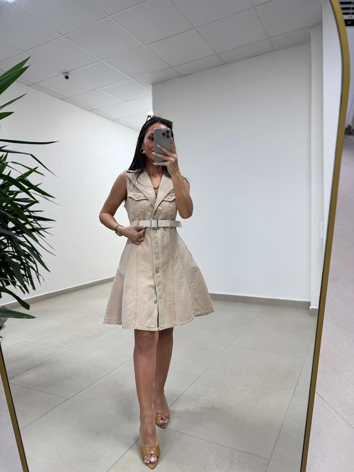 Gp 335 Orj Marka Sütlü Kahve Denim Çan Elbise