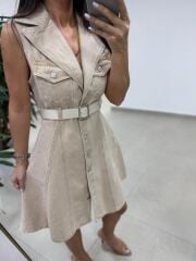 Gp 335 Orj Marka Sütlü Kahve Denim Çan Elbise