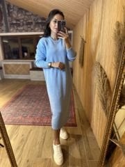 Baby blue knit dress