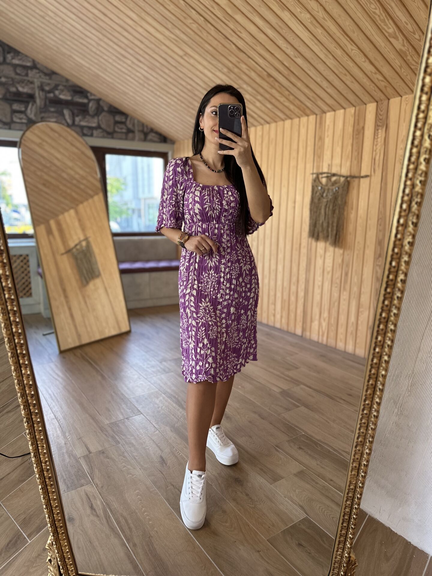 My 3135 Square neck purple transitional viscose dress