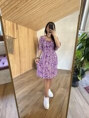 My 3135 Square neck purple transitional viscose dress
