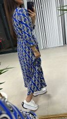 Sax Chain Patterned Shirt Dress