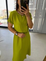 Ms Midi Bluzlu Fıstık Elbise