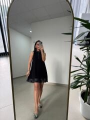 Ms 244 Siyah Yaka Detaylı Modal Elbise