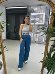 Gk Yün Efektli Mavi Pantolon