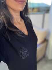 Ms Armalı V Yaka Siyah Elbise