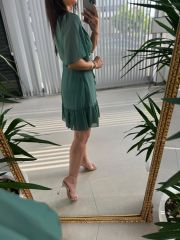 Mc 5612 Side Buttoned Mint Green Dress