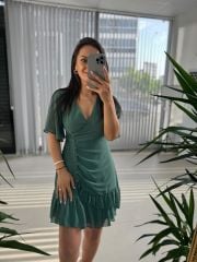 Mc 5612 Side Buttoned Mint Green Dress