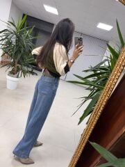 Wo 01026 Haki Kemerli Tensel Denim Pantolon