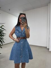 Gp 335 Orj Marka Orta Mavi Denim Çan Elbise