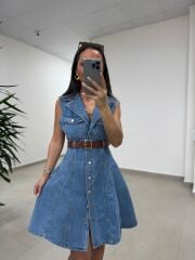 Gp 335 Orj Marka Orta Mavi Denim Çan Elbise