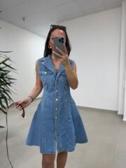 Gp 335 Orj Marka Orta Mavi Denim Çan Elbise
