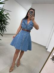 Gp 335 Orj Marka Orta Mavi Denim Çan Elbise