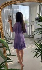 Mc 5612 Side Buttoned Purple Dress