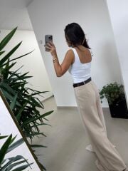 Dv 31978 Bayaz Askılı Fermuarlı Bluz