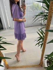 Mc 5612 Side Buttoned Purple Dress