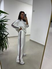 Ms 56489 Ekru-Bordo İnce Şerit Geçişli Modal Takım