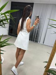 Ms Beyaz Taşlı Elbise