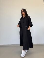 Dr 8258 Tasarım Bel Büzgülü Siyah Elbise
