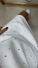 Ms Beyaz Taşlı Elbise