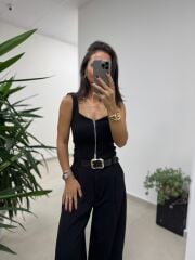 Dv 31978 Siyah Askılı Fermuarlı Bluz