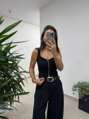 Dv 31978 Siyah Askılı Fermuarlı Bluz