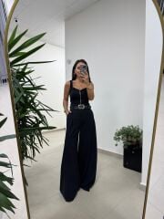 Dv 31978 Siyah Askılı Fermuarlı Bluz