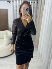 My 3325 Black Sequined Velvet Dress