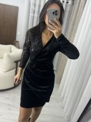 My 3325 Black Sequined Velvet Dress