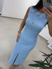 Mz 22455 Fitilli Bebe Mavi Kalem Elbise