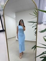 Mz 22455 Fitilli Bebe Mavi Kalem Elbise