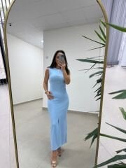 Mz 22455 Fitilli Bebe Mavi Kalem Elbise
