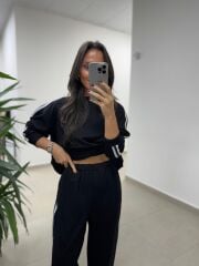 Ms 56489 Siyah-Beyaz İnce Şerit Geçişli Modal Takım