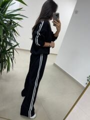 Ms 56489 Siyah-Beyaz İnce Şerit Geçişli Modal Takım