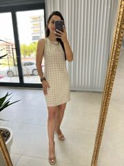 Sırt Dekolteli Vual Taş Elbise