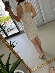 Sırt Dekolteli Vual Taş Elbise