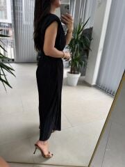 My 3448 Siyah Krinkil Elbise